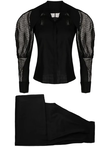Брючный костюм Saiid Kobeisy point d'spirit с сетчатыми вставками black