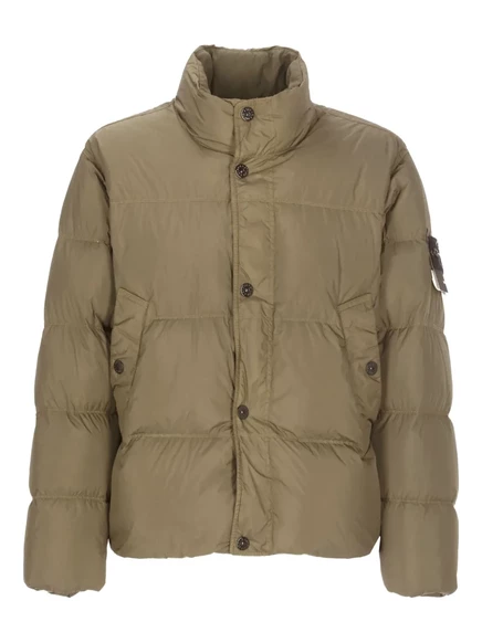 Мужская пуховая куртка Stone Island с нашивкой, зеленая