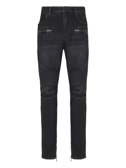 Мужские джинсы Balmain с молниями, черные