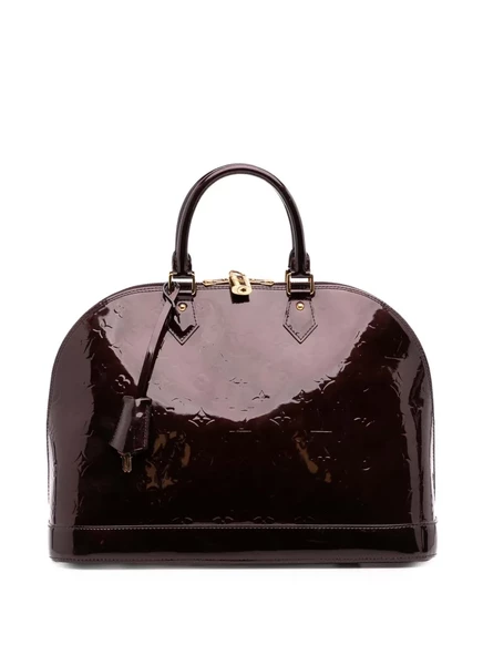 Сумка Vernis Alma GM 2012 года выпуска, бывшая в употреблении у Louis Vuitton, с монограммой red