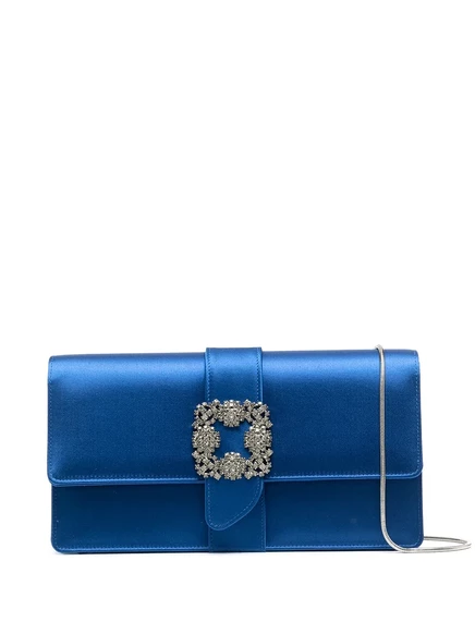 Женский клатч Manolo Blahnik Capri атласный, королевский синий