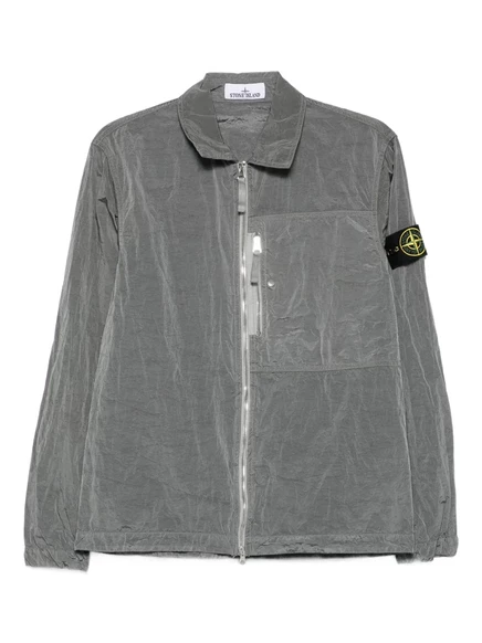 Куртка-рубашка Stone Island с накладным карманом на молнии grey