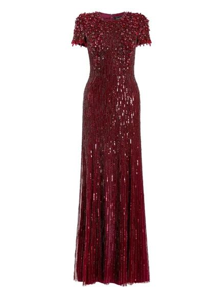 Расшитое бисером макси-платье Jenny Packham Eliza red