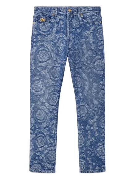 Мужские зауженные джинсы Versace Barocco, синие