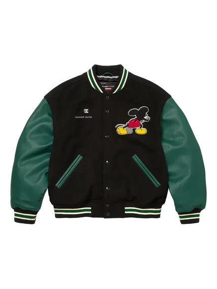 Мужская бомбер-куртка Supreme Mickey с аппликацией, черная