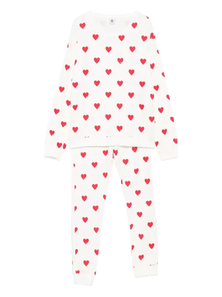 Женская пижама Petit Bateau с сердечками, белая