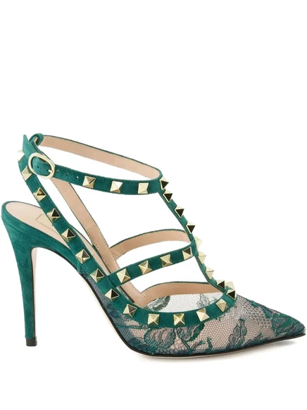 Кружевные лодочки-лодочки Valentino Garavani 100 мм rockstud green