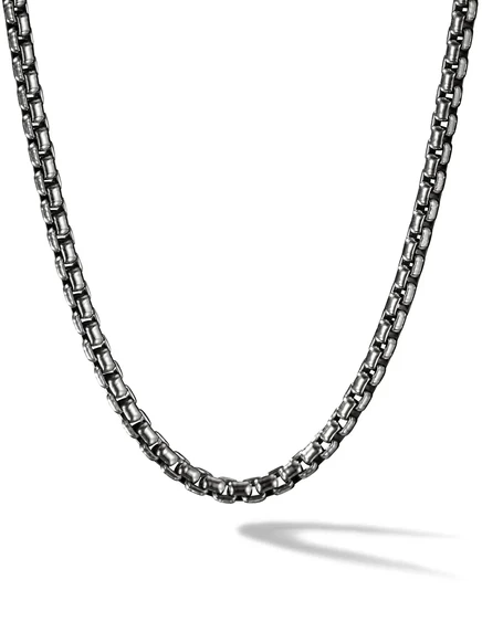 Мужская цепочка David Yurman коробчатая из стерлингового серебра, 3,6 мм, серебристая