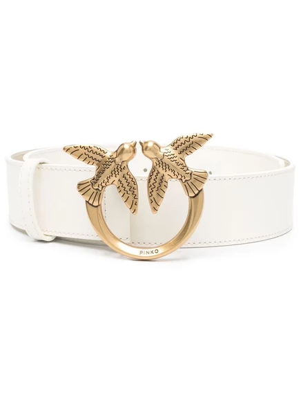 Кожаный ремень PINKO love bird white