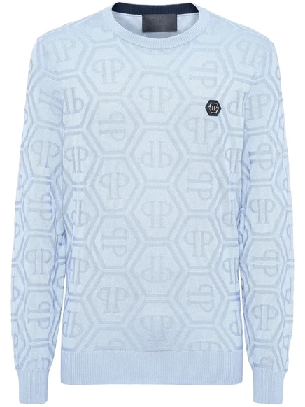 Жаккардовый джемпер с монограммой Philipp Plein blue