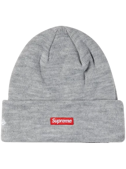 Унисекс шапка Supreme x New Era S Logo вязаная, серая