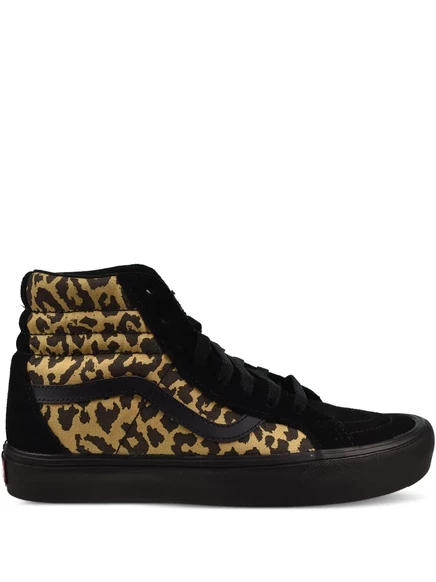 Мужские высокие кеды vans sk8-hi леопардовый принт, черные