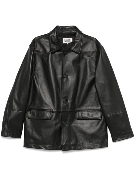 Мужская кожаная куртка MM6 Maison Margiela, черная