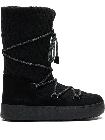 Женские сапоги Moon Boot с вязаным верхом, черные