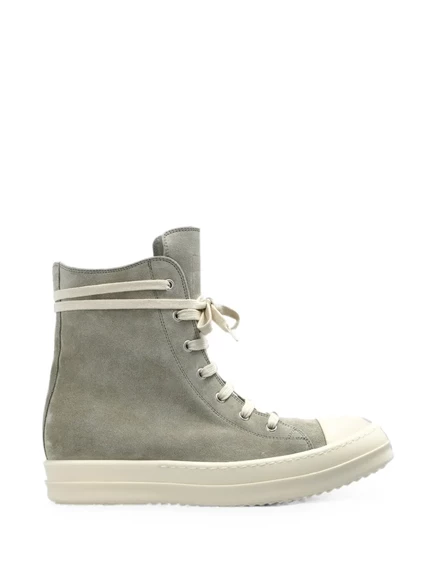 Женские высокие кроссовки Rick Owens из замши, серые