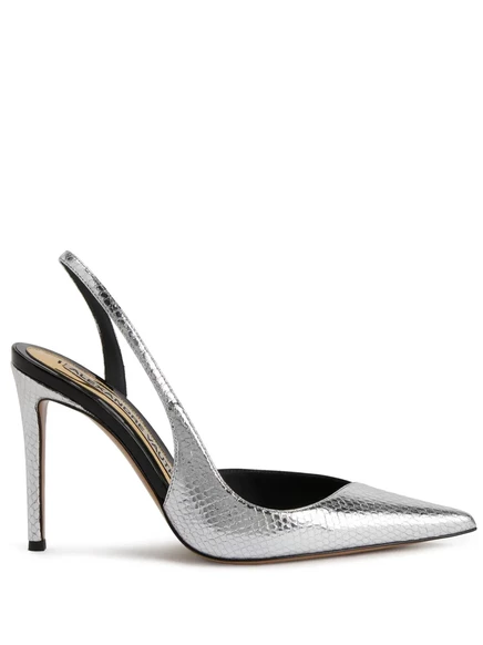 Женские лодочки Alexandre Vauthier змеиные, серебристые