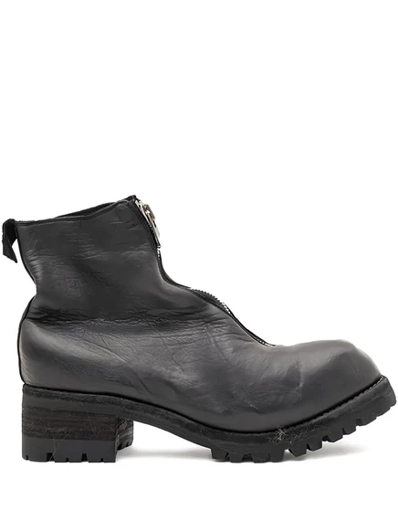 Мужские кожаные ботинки GUIDI на молнии, черные