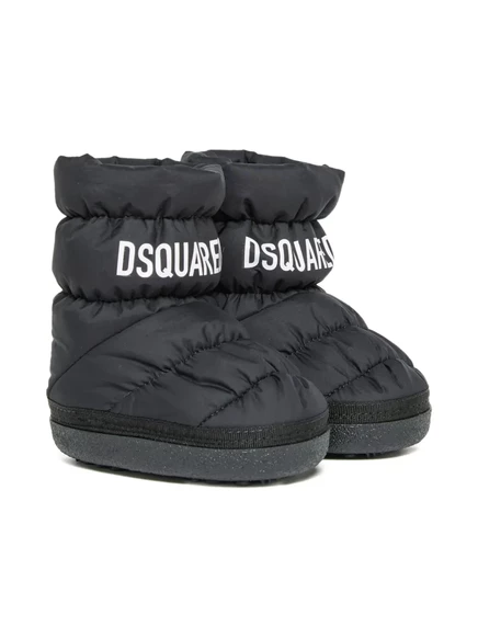 Ботинки для мальчиков DSQUARED2 Kids стёганые с логотипом, черные