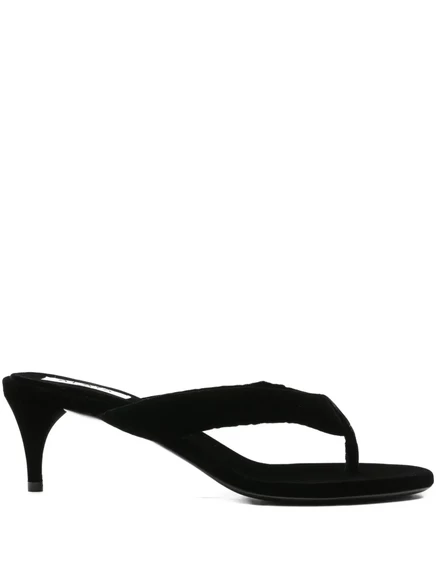 Шлепанцы-стринги Alaïa с бархатным узлом длиной 55 мм black
