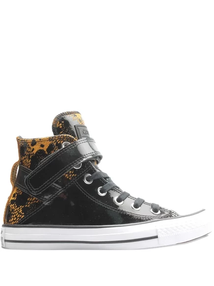 Женские высокие кеды Converse со змеинным принтом, черные