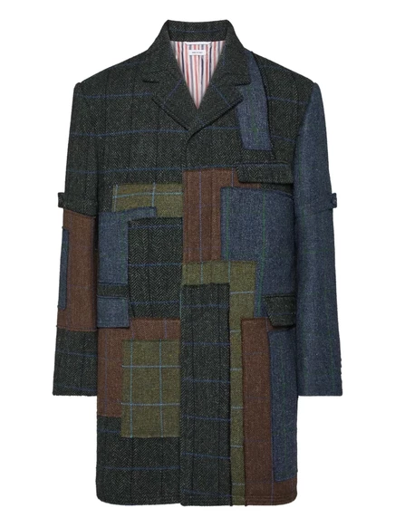 Мужское пальто Thom Browne, твидовая клетка, зеленое