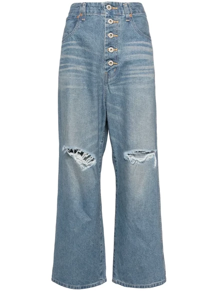 Женские прямые джинсы Junya Watanabe, рваные, синие