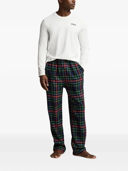 Мужская пижама Polo Ralph Lauren в клетку, зеленая