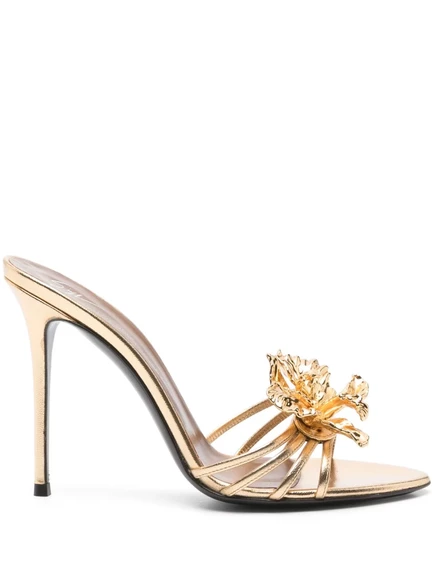 Босоножки Giuseppe Zanotti 105mm Orchid Mule с застежкой на молнию gold