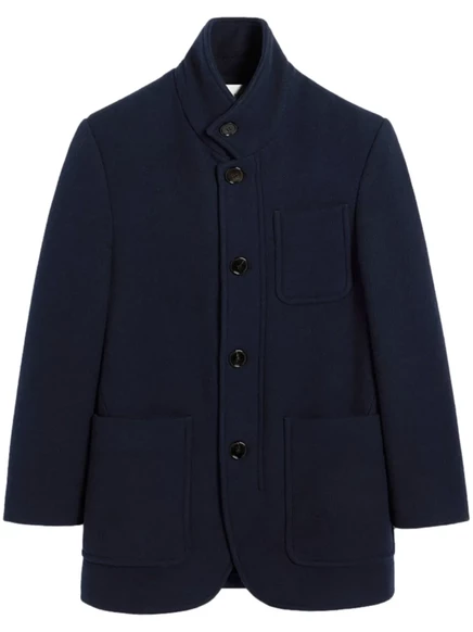Короткое пальто AMI Paris с высоким воротником blue