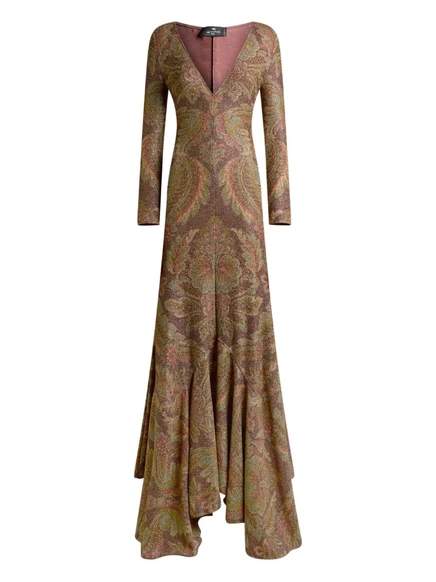 Платье с оборками от ETRO с принтом пейсли brown