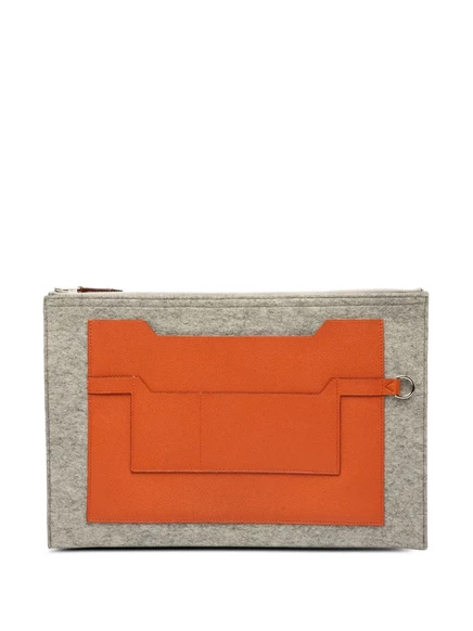 Клатч Hermès Toodoo 37 из фетра и кожи Epsom, серый