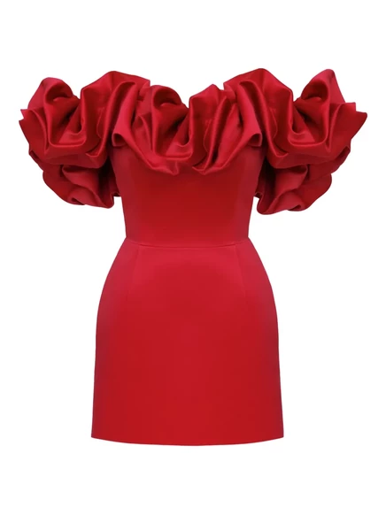 Мини-платье с безе POST MERIDIEM red