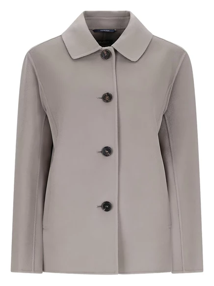 Женское однобортное пальто S. Max Mara, шерсть, серое