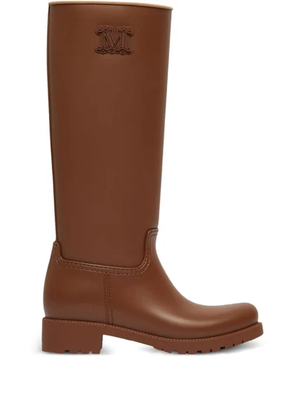 Женские сапоги Max Mara на каблуке, коричневые