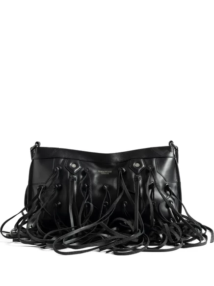 Женский клатч Zadig & Voltaire кожаный с бахромой, черный