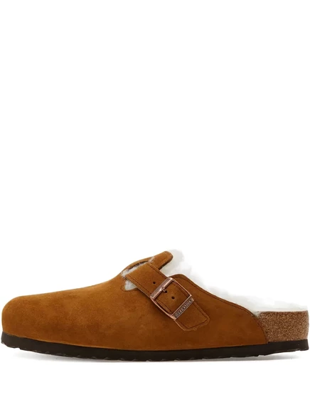 Сабо Birkenstock Boston с овчиной, коричневые