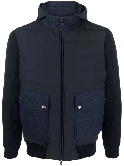 Мужская пуховая стёганая куртка Corneliani на молнии, синяя