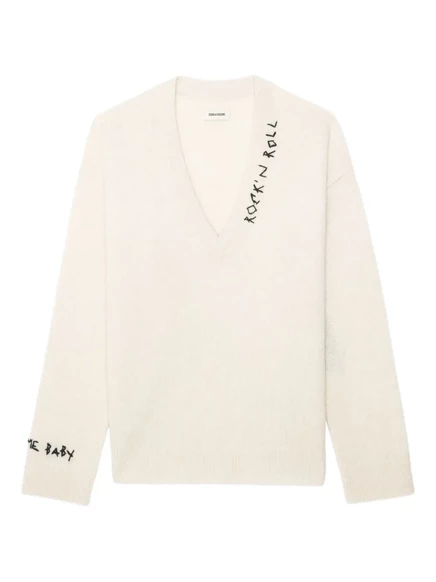 Джемпер из мериноса с вышивкой Zadig&Voltaire Mikyz white