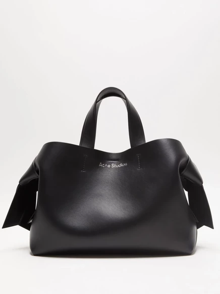 Унисекс сумка-тоут Acne Studios Musubi кожаная, черная