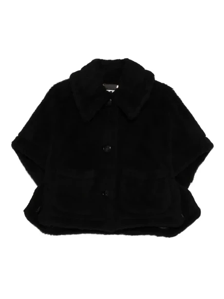 Плюшевая накидка Max Mara с тремя пуговицами black