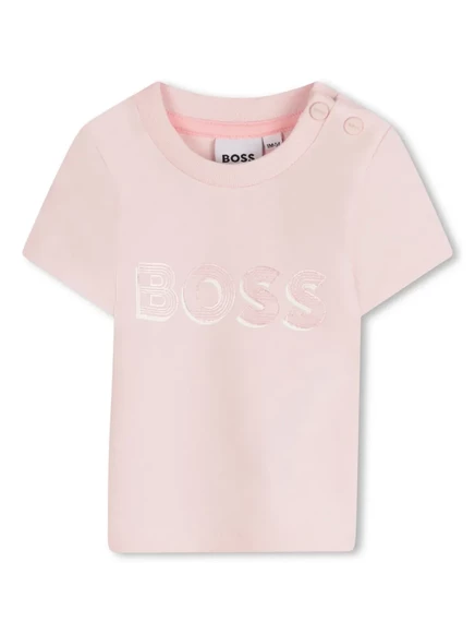 Детская футболка Boss Kidswear с логотипом, светло-розовая