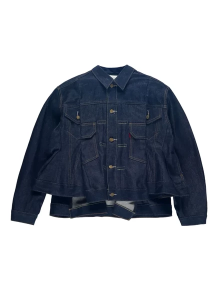 Женская джинсовая куртка Sacai x Levi's со складками, темно-синяя
