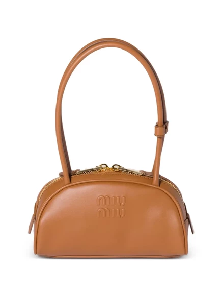Кожаная сумка через плечо с тиснением и логотипом Miu Miu Beau