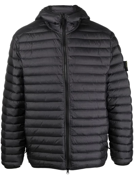 Мужской стёганый пуховик Stone Island, черный