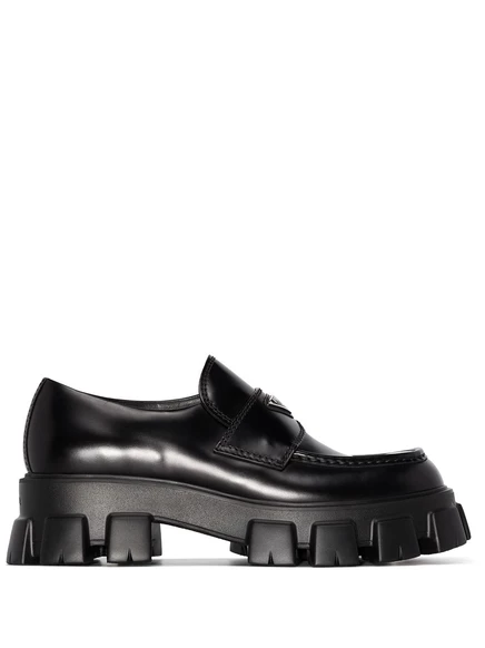 Кожаные мокасины Prada Monolith black