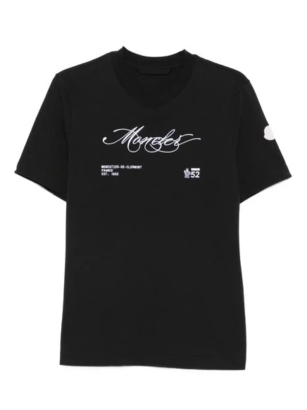 Хлопчатобумажная футболка с логотипом Moncler 998 black
