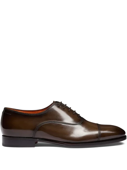 Мужские оксфорды Santoni кожаные, коричневые