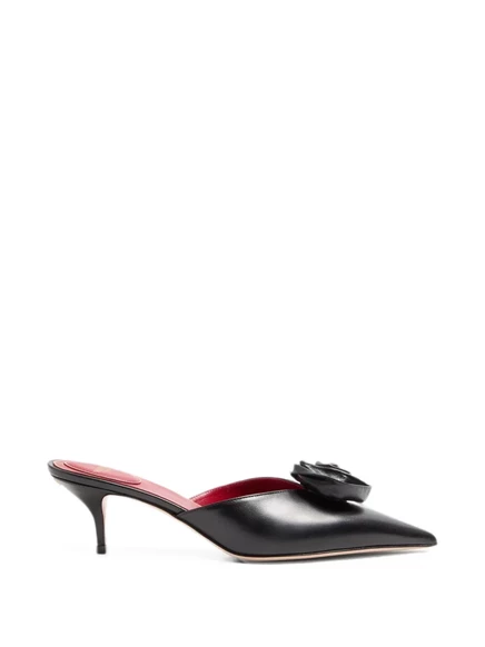 Женские мюли Valentino Garavani Drip Rose, 55 мм, черные
