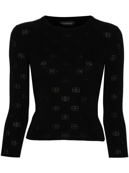 Джемпер с ажурным узором Balenciaga BB-pattern black
