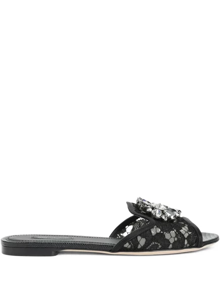 Женские сандалии Dolce & Gabbana с брошью, черные (2)